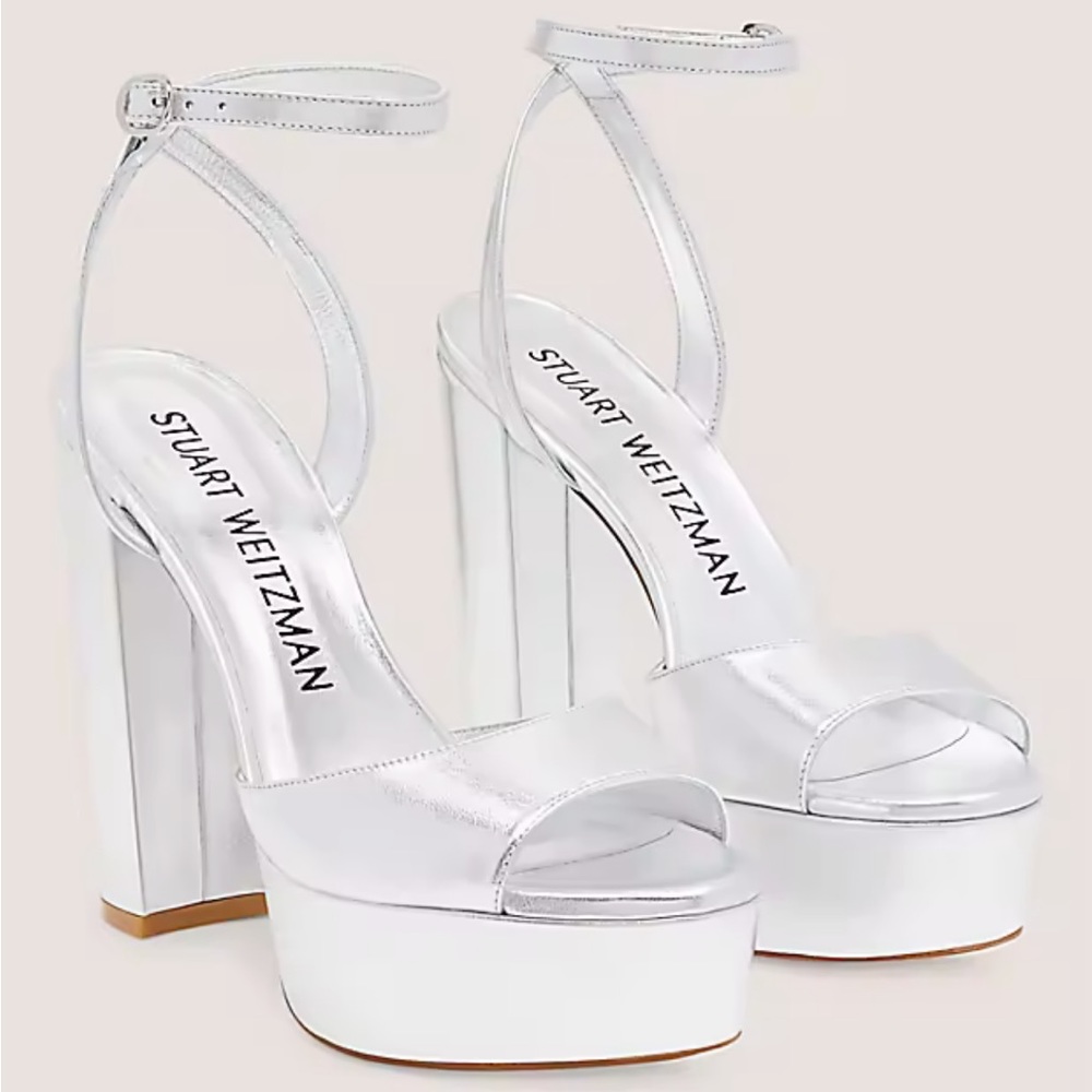 Stuart weitzman Ryder II platform sandal in silver NWT